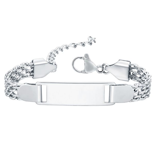 Women's Jewelry Stainless Steel Mesh Bracelet Ladies And Children's Bracelet Titanium Steel Blank Curved Plate Can Be Engraved DIY Bracelet_ipsvogv.com