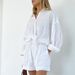 Women's Clothing temperament shirt jacquard striped puff sleeve shorts commuting design casual suit_ipsvogv.com