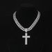 Popular Personality Cross Pendant With Alloy Dia Cuban Chain Religious Belief Hip Hop Necklace_ipsvogv.com