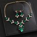 Pinduoduo Alloy Electroplated New Exaggerated Temperament Necklace And Earrings Two-Piece Cross-Mirror Jewelry Set_ipsvogv.com