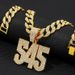 Hip Hop Overall Version Digital Cuban Chain Necklace Men's Fashion Rhinestone Number 545 Pendant Accessory_ipsvogv.com