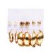 European and American cross-border personalized moon punk gold earrings creative metal element geometric gold earrings suit 6-piece set_ipsvogv.com