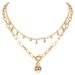 Fashion Jewelry Retro Alloy Ball Pendant Box Chain Double Layer Necklace For Women_ipsvogv.com