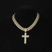 Popular Personality Cross Pendant With Alloy Dia Cuban Chain Religious Belief Hip Hop Necklace_ipsvogv.com