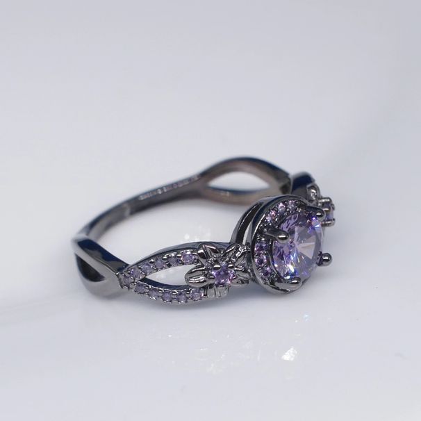 Retro Style Black Gold Flower Geometric Ring Ring New Women's Popular Flower Copper Ring_ipsvogv.com
