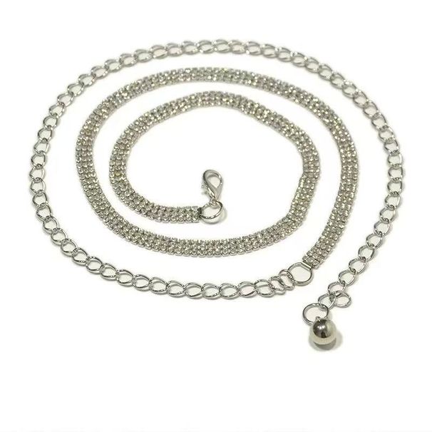 Fashion Women's Full Diamond Metal Waist Chain Sweet Three Row Diamond Inlaid Metal Decorative Waist Chain_ipsvogv.com