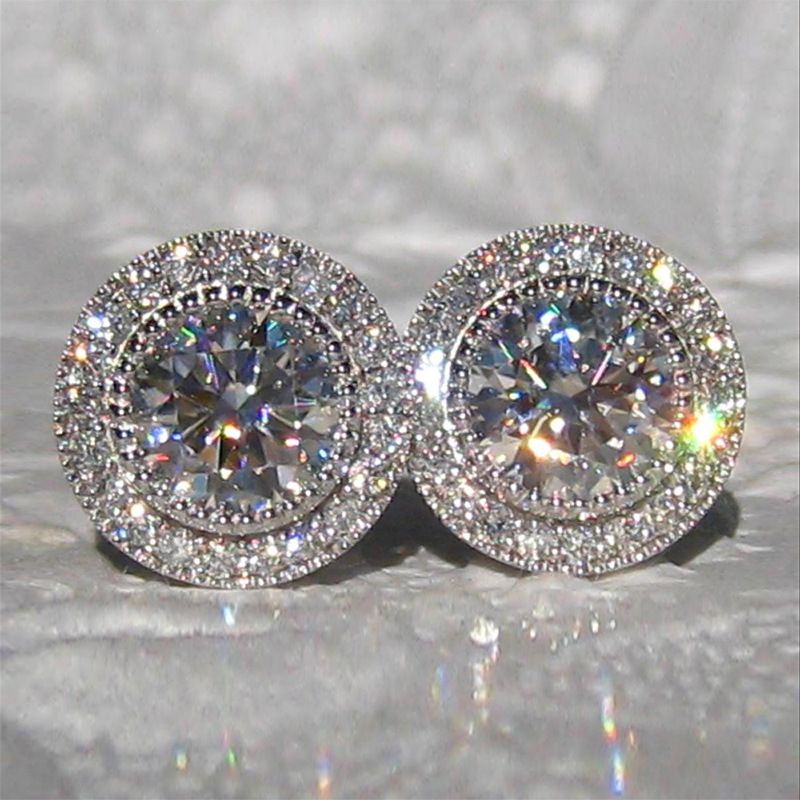 Cao Shi's New Earrings From Japan And South Korea Are Inlaid With Super Flash Round Zircon Full Diamond Earrings. Women's Elegant Earrings_ipsvogv.com