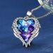 TK Fashion Ocean Heart Necklace Women's Personalized Colorful Copper Clavicle Chain Inlay_ipsvogv.com