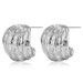 French pleated brushed texture earrings for women, personalized and fashionable C shaped, high grade and atmospheric earrings_ipsvogv.com
