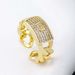 High End, Personalized Fashionable Geometric Zircon With Full Diamond Cuban Chain And Open Ring Design_ipsvogv.com