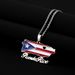 vintage oil drip stainless steel Puerto Rico map flag pendant necklace men and women hot selling accessories new products_ipsvogv.com