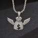 Trendy Angel Wings Men's Necklace Pendant Trendy Brand Hip Hop Jewelry Inlaid Zircon Necklace Cuban Chain_ipsvogv.com
