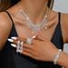 Women’s Jewelry Set Fashion High End Luxury Super Shiny Full Diamond Rhinestone Necklace Earrings Set Bridal Jewelry Four Piece Wedding Accessories_ipsvogv.com