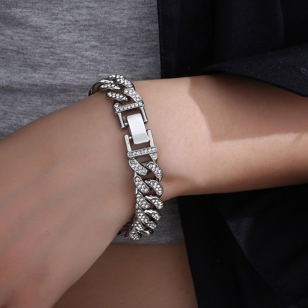 Punk Men's Simple Titanium Steel Three-Dimensional Cut HIPHOP Fashion Personality Cool Couple Bracelet_ipsvogv.com