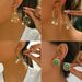 Minimalist geometric style women's drip oil with personalized flowers and pearl inlay, niche design earrings, high-end_ipsvogv.com