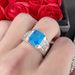 Temperament Zircon Fashionable Inlaid Rectangular Diamond Sea Blue Topaz Engagement Ring_ipsvogv.com