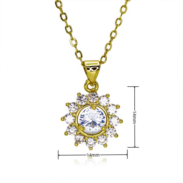 Luxury Round Gemstone Inlaid With Full Diamonds Cross Border Simple Pendant Necklace Ruby Clavicle Chain Retro High End Feel_ipsvogv.com