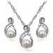 Geometric 8 shaped pearl diamond necklace earrings set bridal wedding accessories_ipsvogv.com