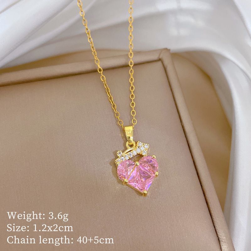 Key 【 】 Love Zircon Light Luxury Charm Gorgeous Full Diamond Necklace Women's Versatile Clavicle Titanium Steel Chain 【 】_ipsvogv.com