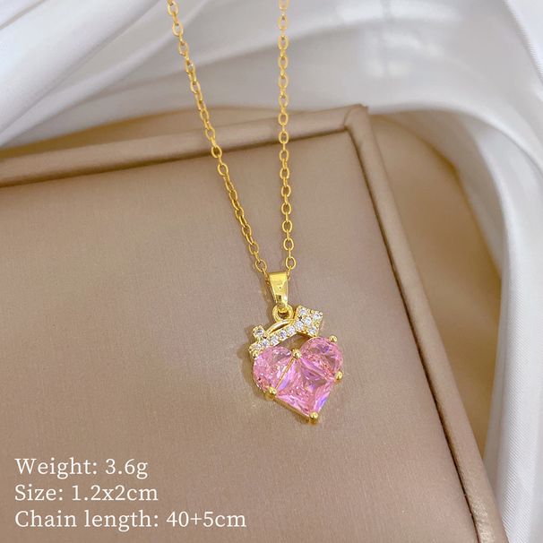 Key 【 】 Love Zircon Light Luxury Charm Gorgeous Full Diamond Necklace Women's Versatile Clavicle Titanium Steel Chain 【 】_ipsvogv.com
