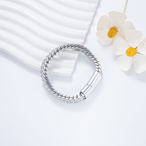 Hip Hop Stainless Steel Reversible Men's Simple Bold Punk High-end Cuban Bracelet Trendy_ipsvogv.com