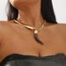 N11714 style personalized spliced horn with exaggerated hip-hop design, fashionable and niche necklace_ipsvogv.com