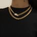 Jewelry Hip-hop With Full Diamond Cuban Buckle Necklaces, Women's Metal Aluminum Chain Necklace Set_ipsvogv.com