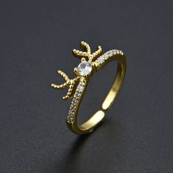Unisex Diamond Studded CZ Christmas Deer Ring With Adjustable Opening For Female Index Finger Ring, One Deer With You, Internet Celebrity Model_ipsvogv.com