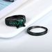 Fashion black gold ring, blue square zircon micro inlaid black gold plated double layer ring_ipsvogv.com