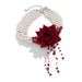 Halloween Dark Stained Blood Pearl Bead Necklace Female Creative Rose Blossoms Multi Layer Tassel Neck Chain_ipsvogv.com