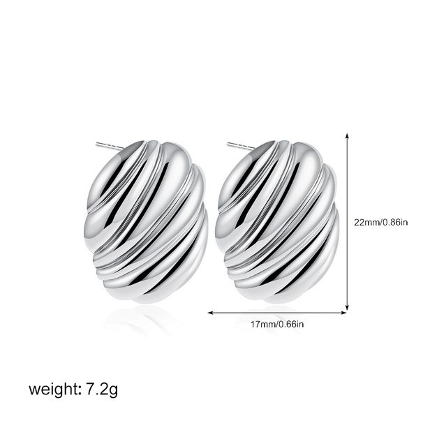 Unisex Plated Oval Thread Earrings Irregular Texture Bread Earrings Simple Earrings For Women_ipsvogv.com