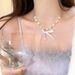 Runaway Prcess Ribbon Bow Necklace For Women Sweet Temperament Pearl Shell Beaded Choker Collarbone Accessory Neck_ipsvogv.com