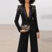 Women's Clothing fashion new heavy duty nail beads diamond slim fit suit jacket flared trousers suit two pieces_ipsvogv.com