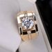 New High Carbon Simulation Men's Diamond Ring, Moissanite Gold-plated Domineering Wedding Ring_ipsvogv.com