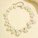 Pearl Choker Necklace Chunky Beaded Statement Collar Women's Short Punk Style Necklace Adjustable Clasp Closure_ipsvogv.com