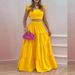 Women's Solid Color Mid-Waist Two Piece Set Sexy Strap Trendy Dress Spring/Summer Casual Ankle-Length Straight Skirt_ipsvogv.com