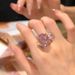 Pink Sparkling Square Diamond Zircon With Female Niche Design, Finger Ring, Light Luxury, Exquisite, High End, Multi_ipsvogv.com