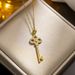 Advanced Trifolium Key Titanium Steel Nec for Women's Electroplated Real Gold Light Luxury Style Live Broadcast_ipsvogv.com