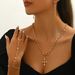 Fashion women's necklace, earrings, jewelry set, personalized cross inlay design, bracelet, versatile accessories_ipsvogv.com