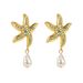 E12536 summer new alloy diamond studded starfish earrings, fashionable and cool ocean style pearl earrings_ipsvogv.com