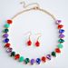Fashion temperament colored crystal gem diamond earrings necklace clavicle chain personality niche jewelry set female_ipsvogv.com