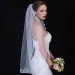 Hair Jewelry Glamorous Bridal Veils For The Bride Sparkling Sequins Leaf-Shaped Lace-Edged 1-Tier Fingertip Length_ipsvogv.com