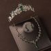 Crown headdress three piece set Baroque green diamond crown necklace earrings high end bridal evening dress jewelry set_ipsvogv.com