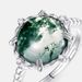 Personality Charm Water Grass Agate Ring S925 Silver Natural Green Moss Stone Fashion Finger Ring Atmosphere_ipsvogv.com