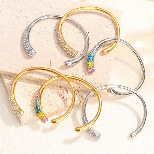 Women's Jewelry Set Fashion Titanium Steel Bracelet Gold Plated Colored Zirconium Full Diamond High End Fashion Stainless Steel Casting Bracelet_ipsvogv.com
