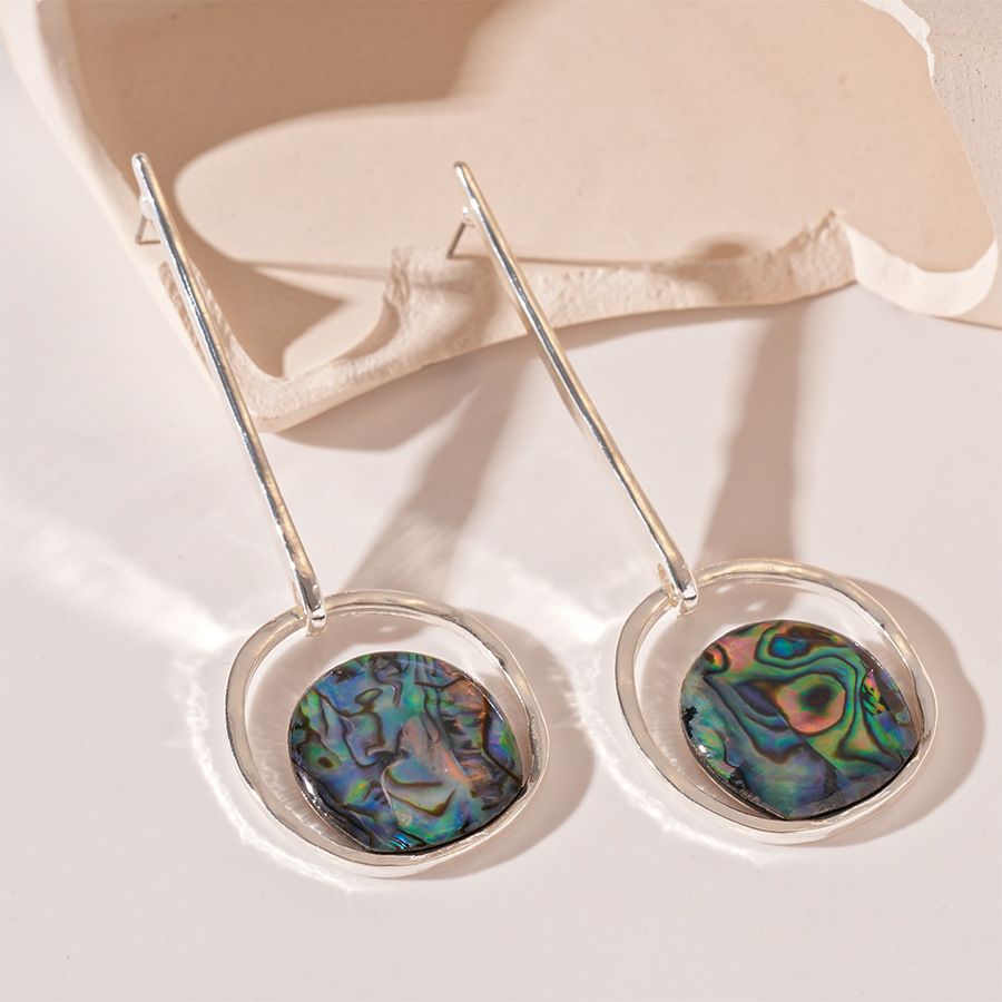 Vintage color pleated seashells irregular round silver needle earrings simple ins style earrings_ipsvogv.com