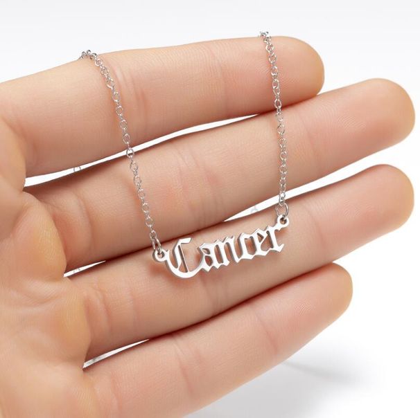 new simple stainless steel twelve constellations English letter sweater necklace female color retention clavicle chain versatile_ipsvogv.com