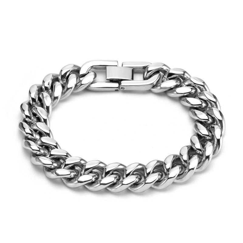 Men's Fashion Jewelry Punk Mirror Light Cuban Chain Trend Stainless Steel Bracelet Hip Hop Jewelry_ipsvogv.com