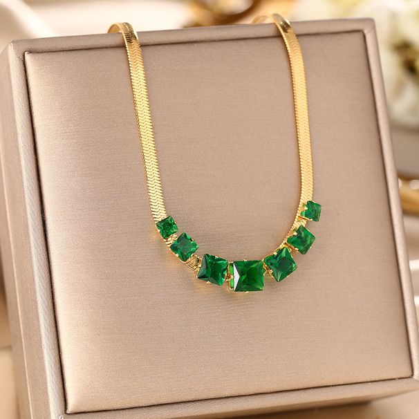 Titanium Steel Necklace, Versatile For Women, High-end Temperament, Emerald Snake Bone Chain, Non Fading Jewelry_ipsvogv.com