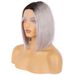 Short Bob 1b/light Grey Middle Part Short Bob 13x4x1 Lace Wig 100% Human Hair Wig_ipsvogv.com